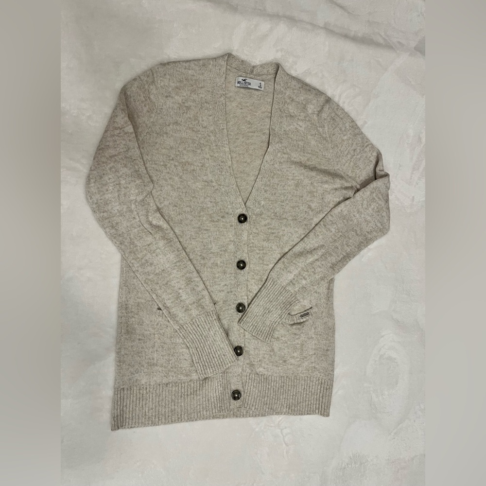 Abercrombie oatmeal East icon open cardigan